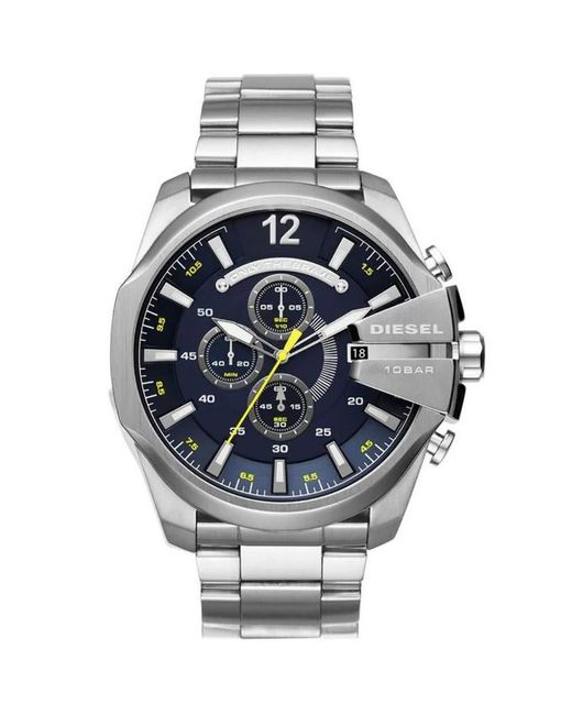 DIESEL Gray Mega Chief Stainless Steel Chronograph Watch for men