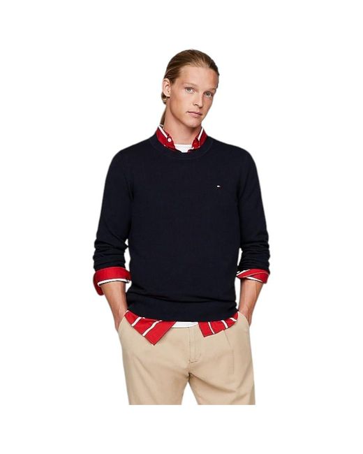 Tommy Hilfiger Blue Chain Ridge Structure C Neck Pullovers for men