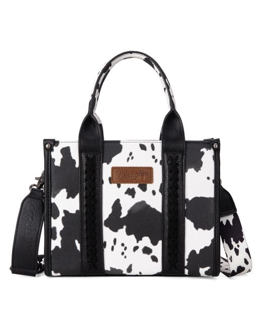Wrangler Black Cow Print Tote Bag Handbags And Purses For Western Crossbody Bags For With Adjustable Strap