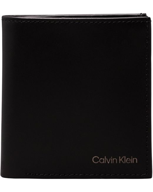 CK SMOOTH TRIFOLD 6CC W/COIN Calvin Klein de hombre de color Black