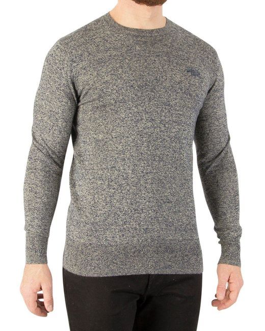 Superdry Gray Orange Label Crew Knit for men