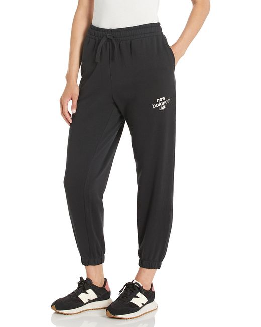 Nb Essentials Pantalon en polaire graphique pour femme New Balance en coloris Black