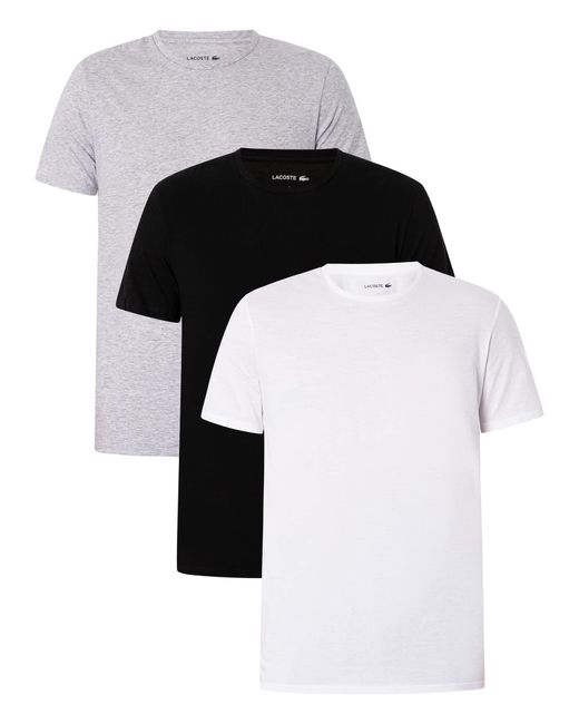 Lacoste Palicht Slim Fit Ondershirt-t-shirt - Wit/zilver Chine in het Black voor heren