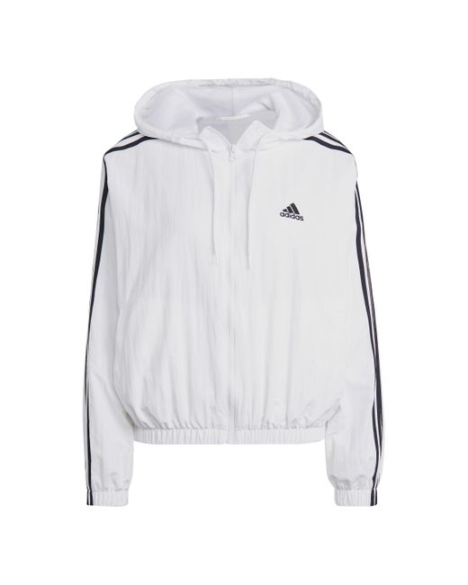 Essentials 3-Stripes Woven Windbreaker Veste Coupe-Vent adidas en coloris  Blanc | Lyst