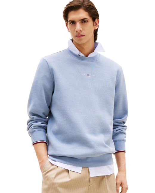Tommy Hilfiger Small Tommy Logo Crewneck Mw0mw37471 Pullover Sweatshirt in het Blue voor heren