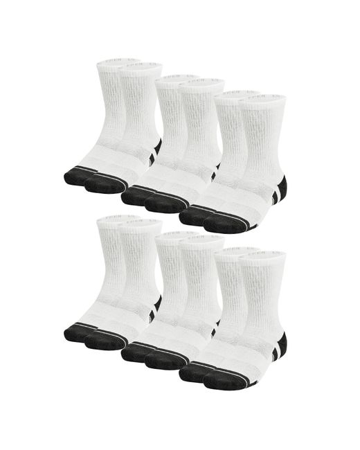 Under Armour White Unisex Socken Crew Socks Sportsocken UA Heatgear 6 Paar