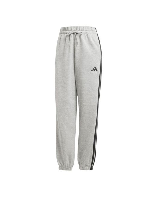Adidas Mujer Essentials 3-stripes Fleece Loose Pants in het Gray