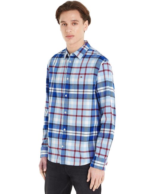 Tommy Hilfiger Tommy Jeans Hemd Essential Check Shirt Freizeithemd in Blue für Herren