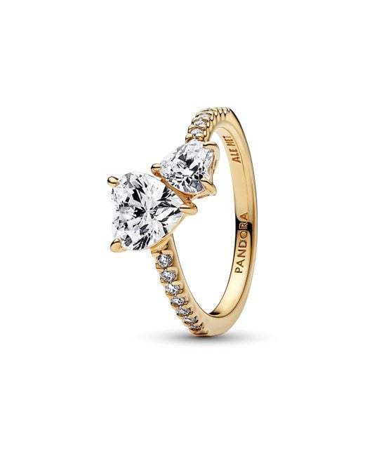 Pandora Metallic Double Heart Sparkling Ring