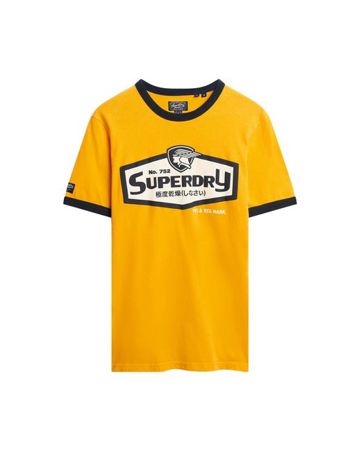 Superdry American Classic Ringer-T-Shirt mit Core-Logo Utah Gold/Finster Marineblau XL in Yellow für Herren