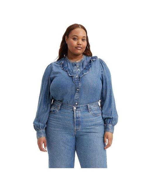 Levi's Blue LEVIS PL CARINNA Blouse Denim Dark Indigo-Worn IN