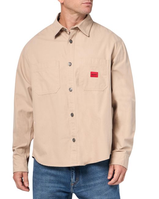 HUGO Natural Long Sleeve Oversized Button Up Shirt for men