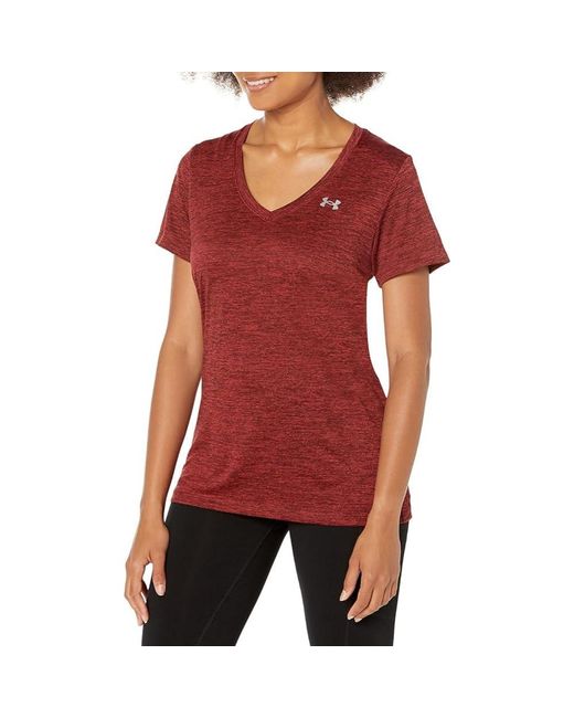 Under Armour Plus Size Tech Solid Short Sleeve V-neck Chestnut Red/radio  Red/metallic Silver 1x