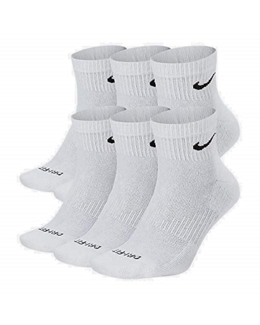 Nike Metallic Sx6899-100: Everyday Cushion Ankle 6 Pack White/black Socks