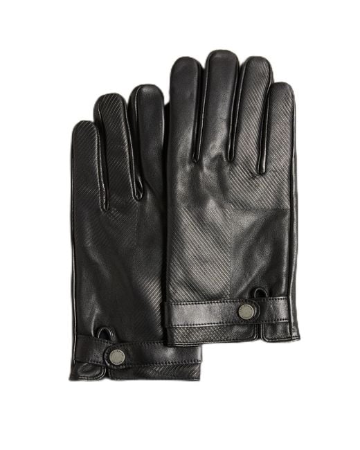 Ted Baker Black London Liammm House Check Etched Gloves for men
