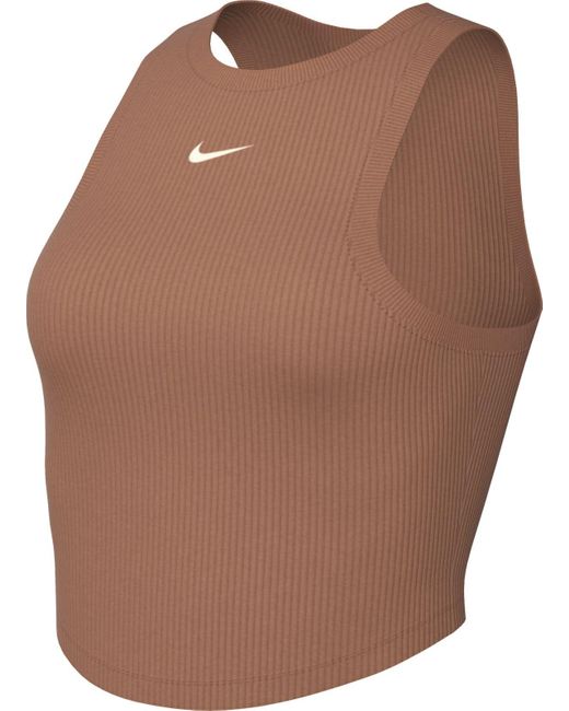 Damen Sportswear Essntl Rib CRP Tank Top Nike de color Brown