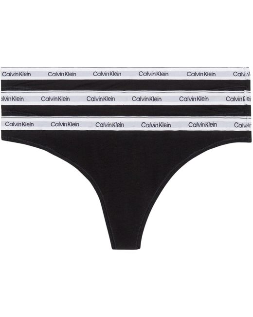 Pack de 3 Braguitas Tipo Tanga para Mujer Modern Logo Calvin Klein de color Black