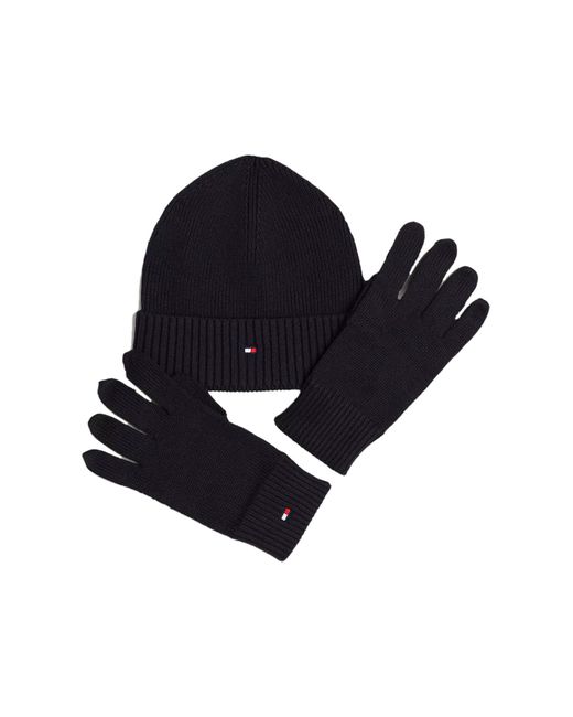 Tommy Hilfiger Blue Beanie And Gloves With Cashmere Set for men