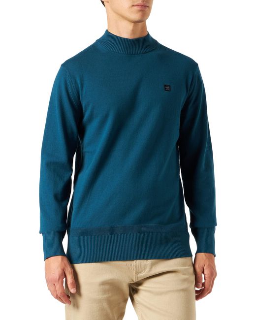 G-Star RAW Blue Premium Core Mock Knit Sweater for men