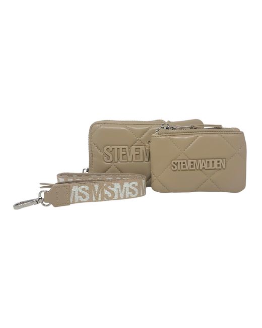 Steve Madden Natural Broxxy Quilted Wristlet Set