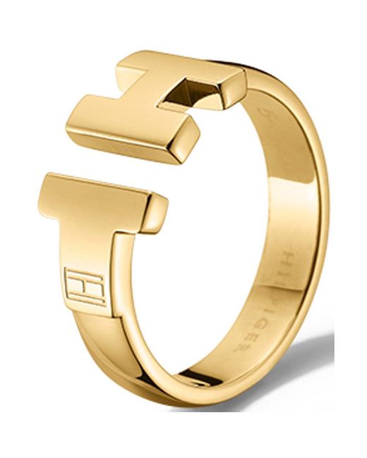 Tommy Hilfiger Metallic Ring 333 Gelbgold Emaille Ringgröße verstellbar