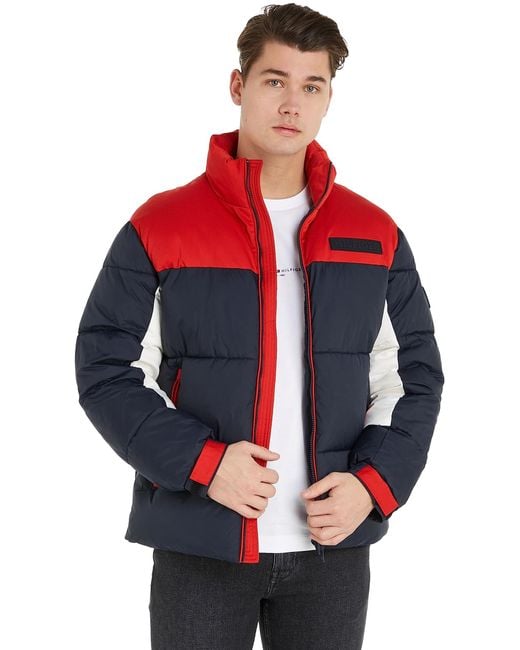 Tommy Hilfiger Red Puffer Jacket Winter Jacket For Transition Weather for men