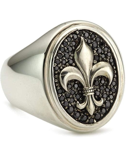 Thomas Sabo Metallic Rebel At Heart Fleur De Lis Ring 925 Silver With Black Zirconia Size T 1/2 – Tr1803 Resq 11 – for men
