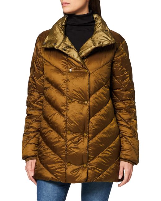 Scotch & Soda Brown Maison Quilted Longer Length Jacket with Asymmetric Quilting Jacke