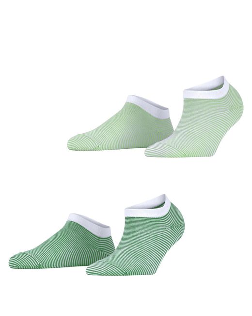 Esprit Green Fine Stripe W Sn Cotton Short Patterned 2 Pairs Sneaker Socks