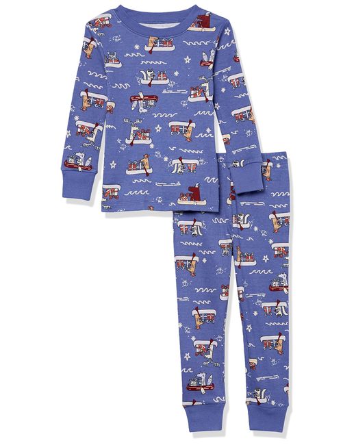 Conjuntos de Pijama Ceñidos de Algodón Niño Amazon Essentials de color Blue