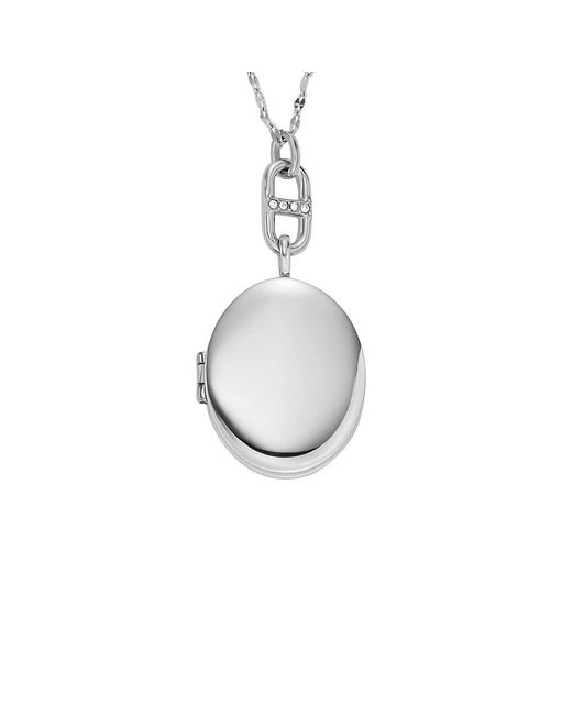 Collana da donna Collezione Locket Collana a catena in acciaio inossidabile di Fossil in White