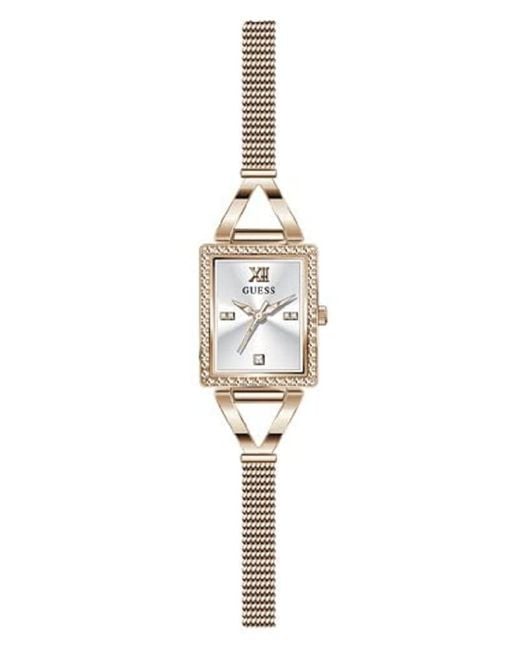 Guess White Jewelry Square Glitz 22mm Ladies Japanese Quartz Watch