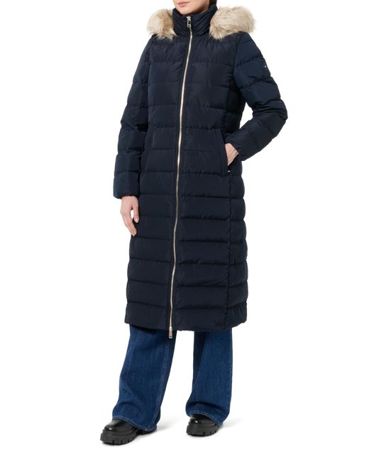 Tommy Hilfiger Blue Heritage Down Tyra Maxi With Fur Ww0ww43601 Puffer Coat