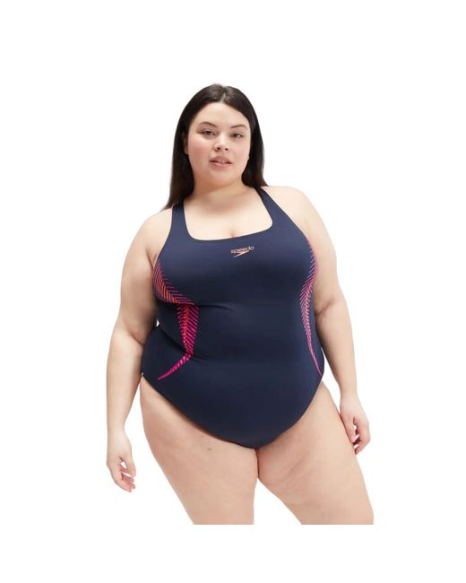 Speedo Blue Plus Size Placement Medalist Swimsuit | Larger Swimwear Sizes
