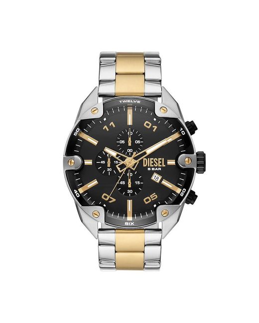 DIESEL Metallic Spiked Stainless Steel Chronograph Watch for men