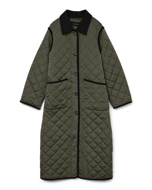 Vmemily Long Coat Grape Leaf Detail Black
