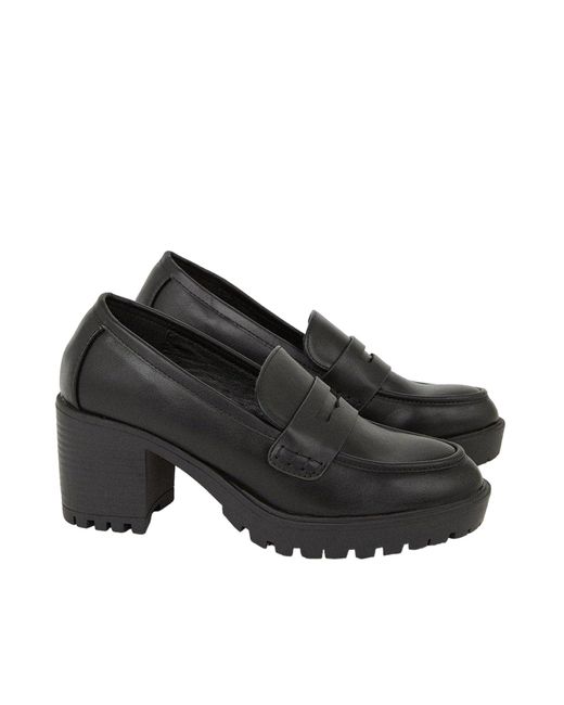 Dorothy Perkins Black Lenny Loafers With Heel