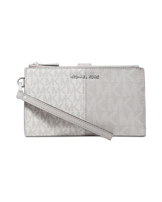 Michael Kors Jet Set Double Zip Wristlet Aluminum pearl Gray One