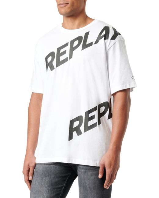 Replay White T-shirt Short Sleeve Crew Neck Logo for men