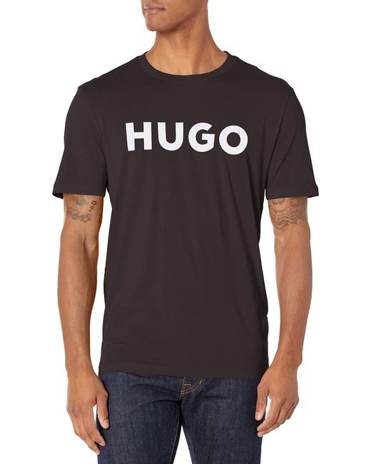 HUGO Black Print Logo Short Sleeve T-shirt for men