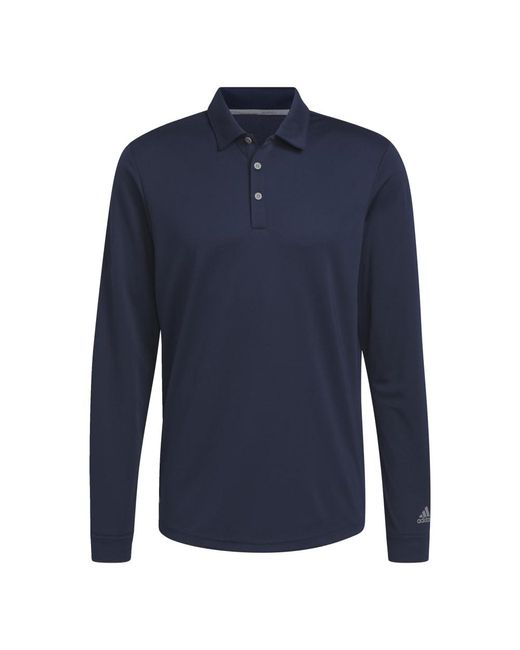 Adidas Blue Long Sleeve Polo Shirt for men