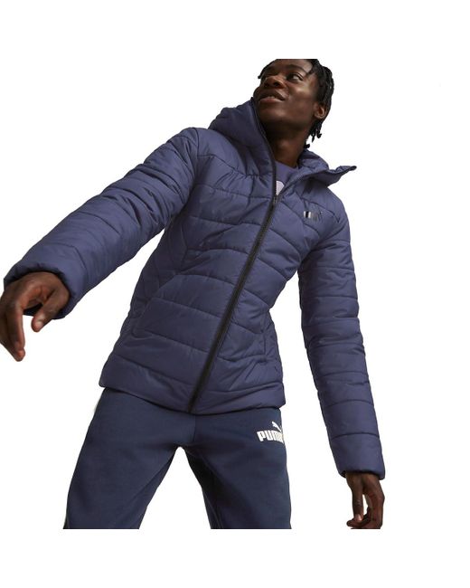 Ess Hooded Padded Jacket Giacca di PUMA in Blue da Uomo