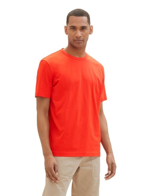 Tom Tailor Basic T-Shirt mit Rundhalsausschnitt in Red für Herren