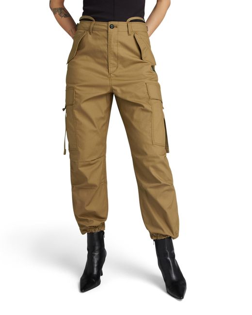 G-Star RAW Cargo Cropped Drawcord Pant in het Natural