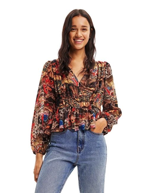 Desigual Brown Blus_tapestry-lac Blouse