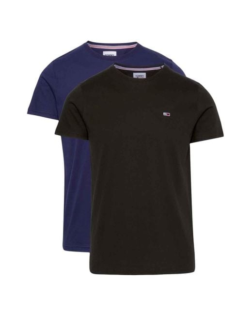 T-shirt Uomo iche Corte Confezione da 2 Slim Jersey Slim Fit di Tommy Hilfiger in Black da Uomo