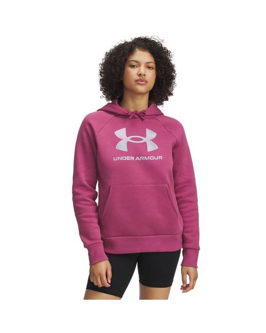 Felpa con cappuccio da donna Rival Fleece Shimmer di Under Armour in Pink