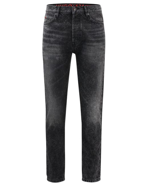 HUGO 634 Schwarze Tapered-Fit Jeans aus festem Denim Dunkelgrau 31/32 in Gray für Herren