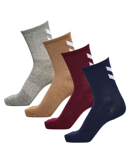 Hummel Blue Hmlchevron Col 4-Pack Socks Mix Erwachsene Athleisure Lange Socken