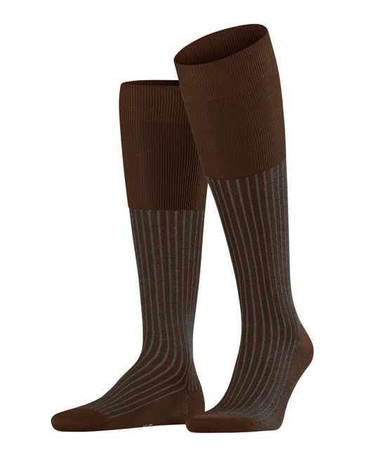 Falke Brown Oxford Stripe M Kh Cotton Long Patterned 1 Pair Knee-high Socks for men